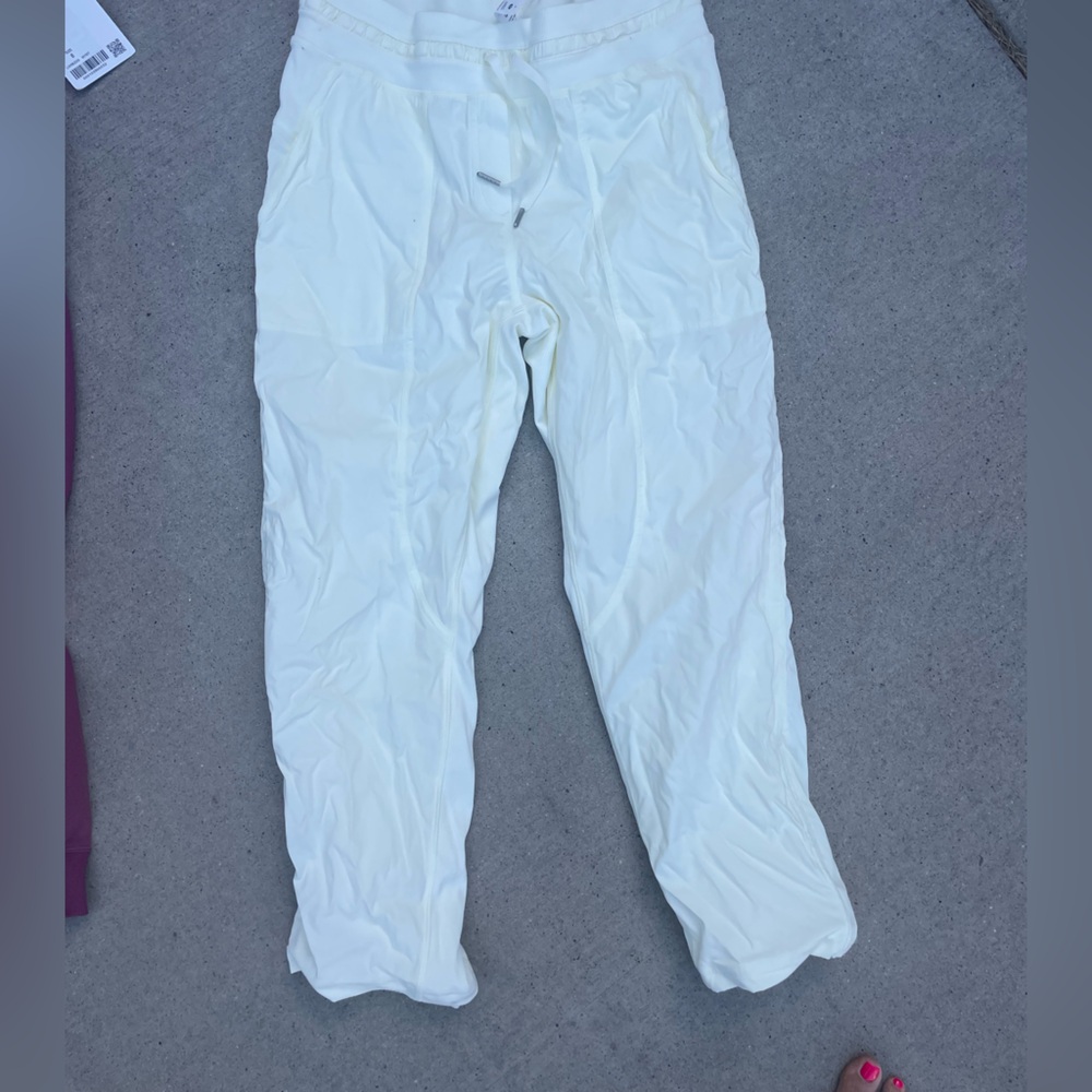 Lululemon, creamish/yellow, dance studio crop, size 8, gently used